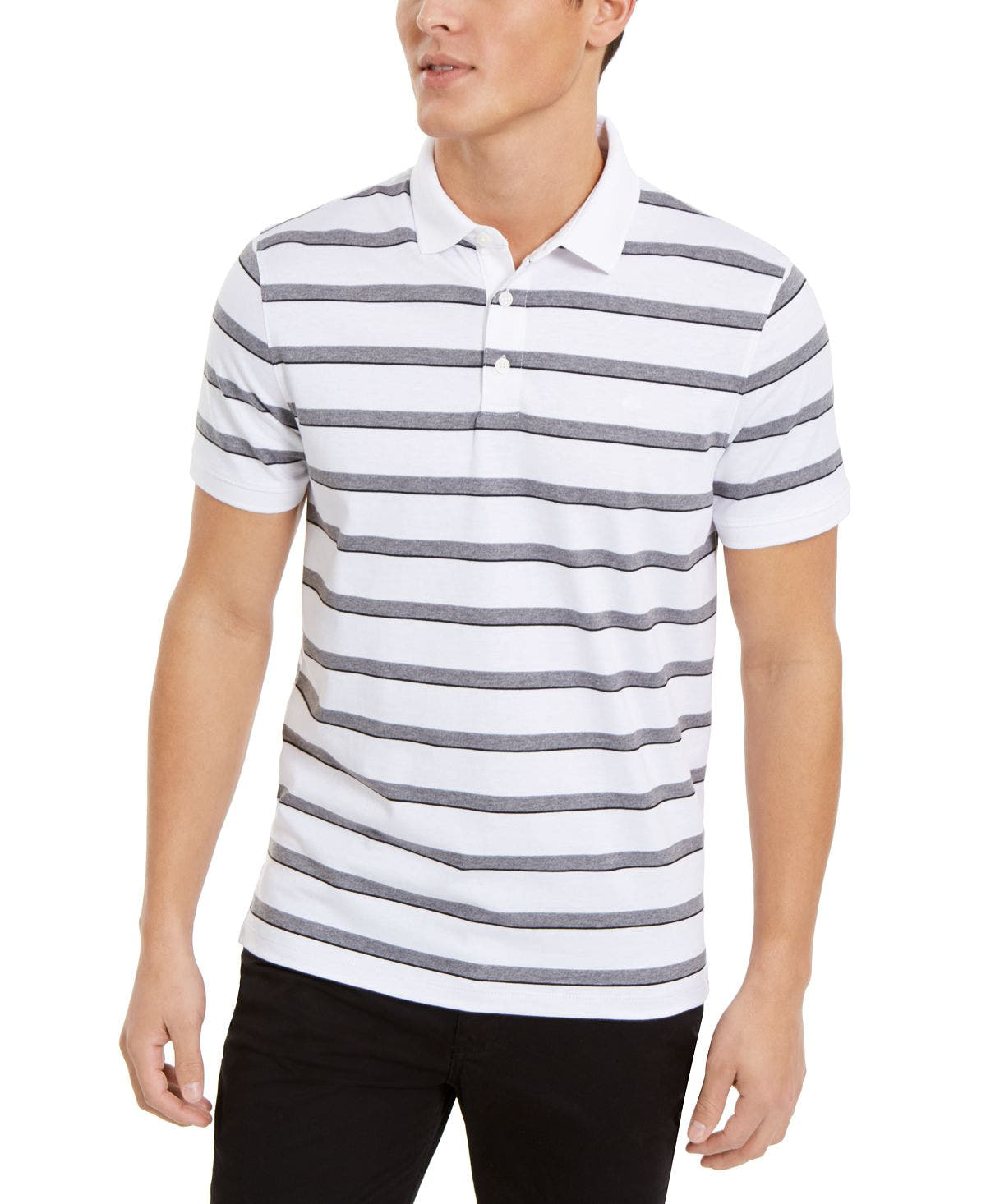 Calvin Klein Liquid Cotton Slim-fit Stripe Polo Shirt White