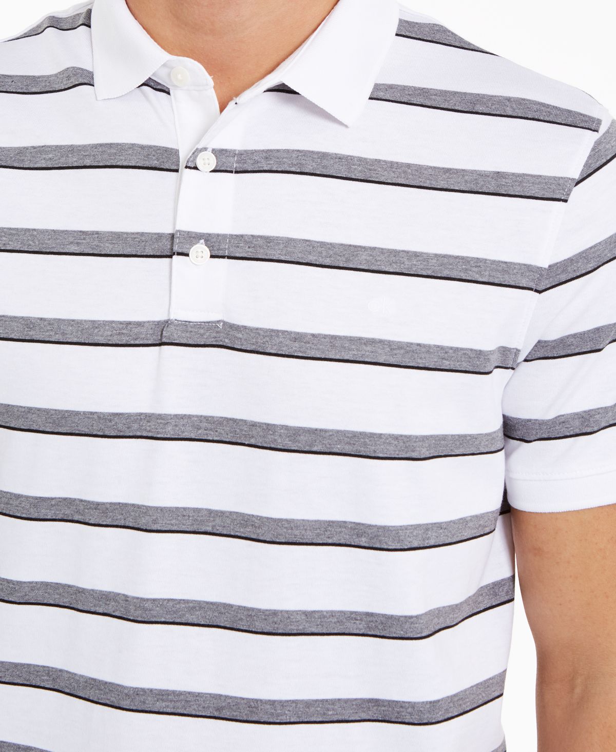 Calvin Klein Liquid Cotton Slim-fit Stripe Polo Shirt White