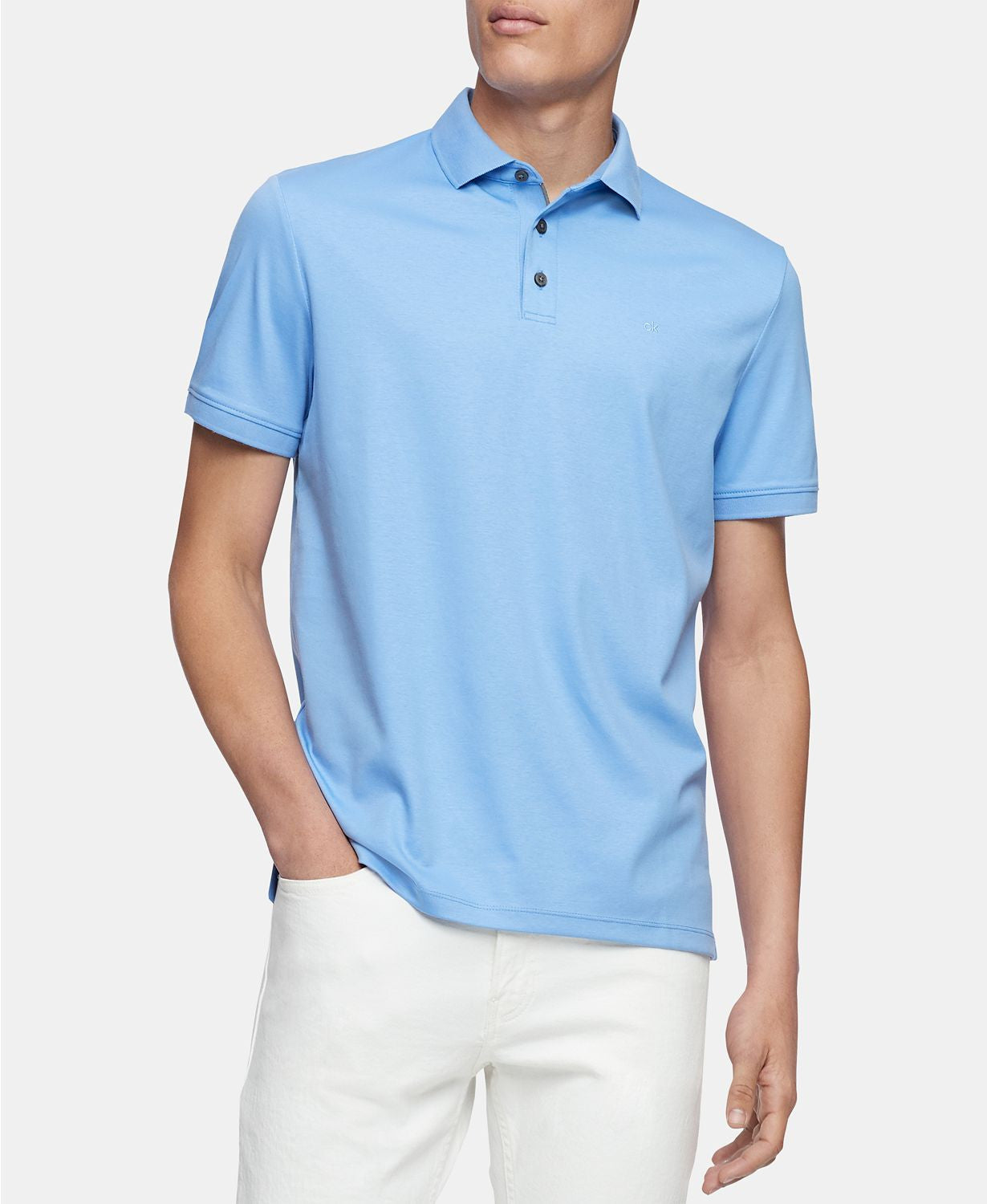 Calvin Klein Liquid Touch Cotton Polo Shirt Cornflower Blue