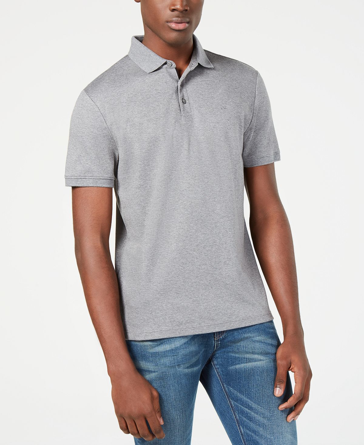 Calvin Klein Liquid Touch Polo Shirt Aluminum