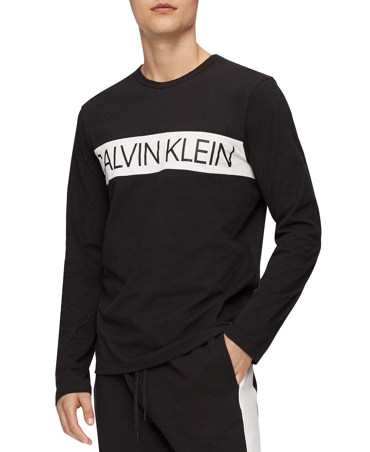 Calvin Klein Logo Long-sleeve T-shirt Black W/ White