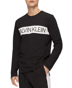 Calvin Klein Logo Long-sleeve T-shirt Black W/ White thumbnail 1