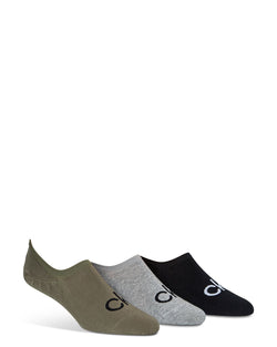 Calvin Klein Logo No Show Liner Socks Pack Of 3 Olive/Gray/Black thumbnail 1