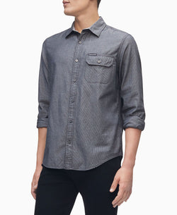 Calvin Klein Long Sleeve Chambray Stripe Shirt Black thumbnail 1