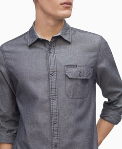 Calvin Klein Long Sleeve Chambray Stripe Shirt Black thumbnail 2