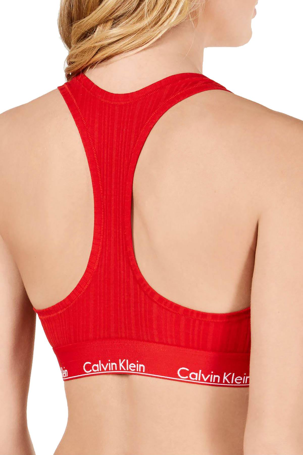 Calvin Klein Modern Cotton Rib Unlined Bralette in Red