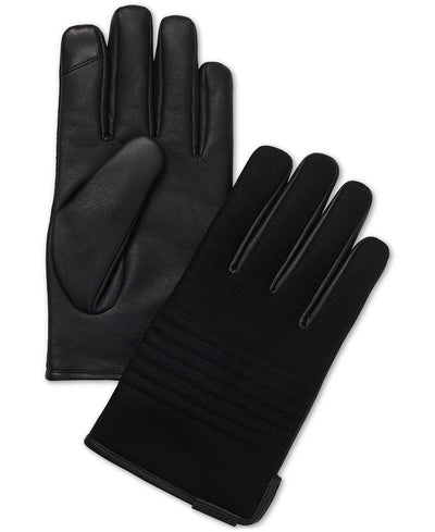 Calvin Klein Melton Faux-leather Touchscreen Gloves Black