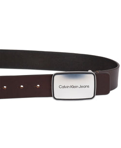 Calvin Klein Men’s Ck Jeans Plaque Buckle Belt Dark Brown thumbnail 2