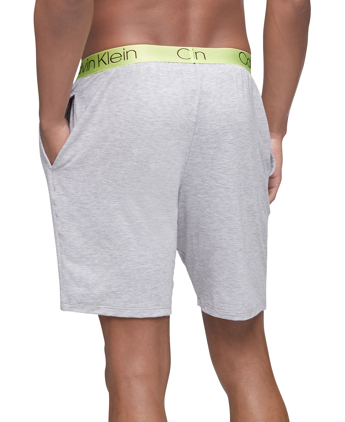 Calvin Klein Men’s Ultra-soft Modal Pajama Shorts Grey Heather W/ Direct Green Wb