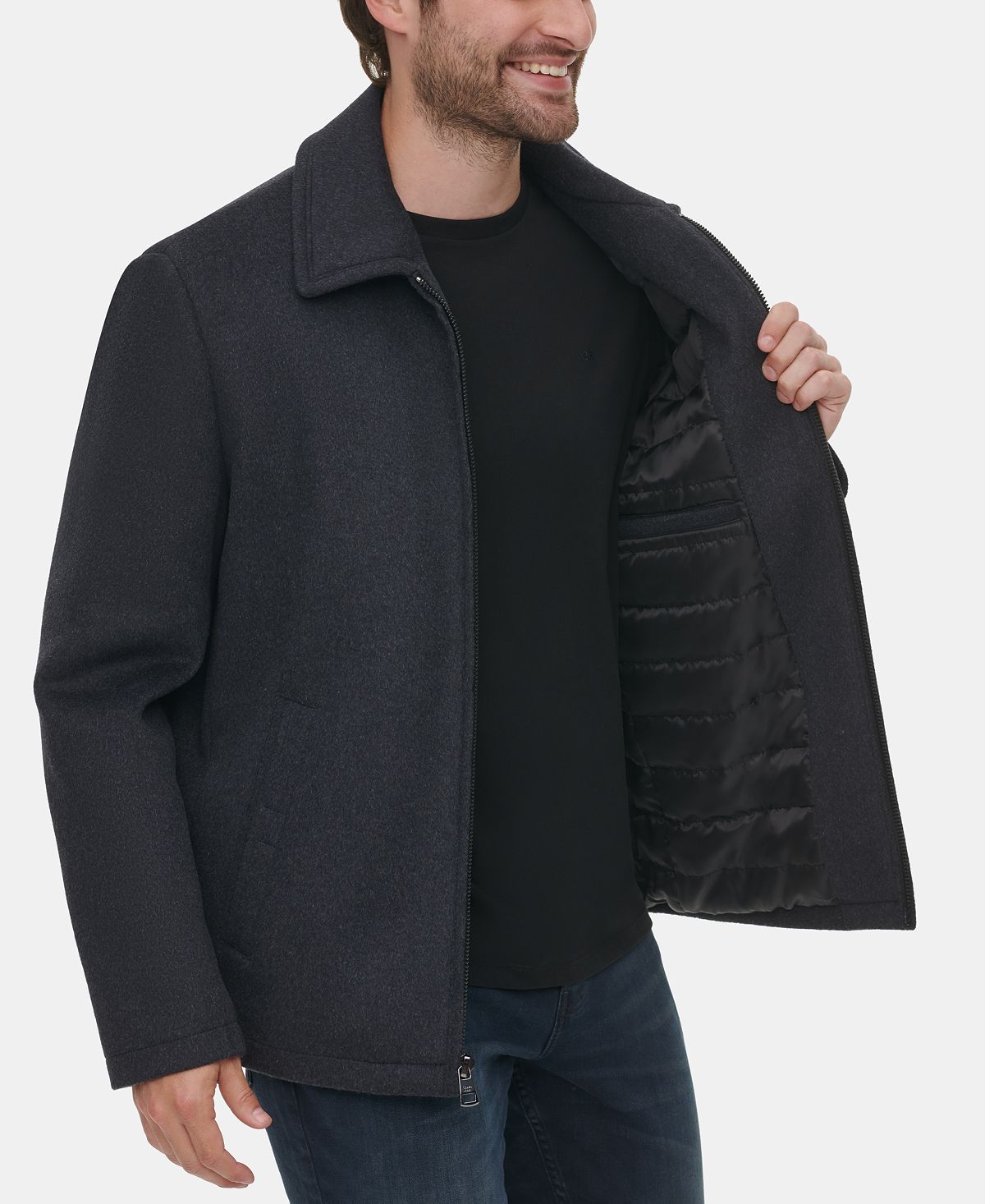 Calvin Klein Men’s Wool Hipster Jacket Charcoal