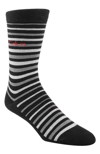 Calvin Klein Men's Stripe Socks, Size One Size - Black
