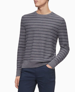 Calvin Klein Merino Striped Sweater Dark Cliff Htr thumbnail 1