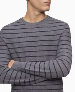 Calvin Klein Merino Striped Sweater Dark Cliff Htr thumbnail 2