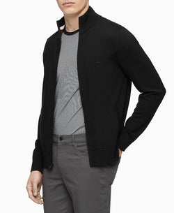 Calvin Klein Merino Wool Full-zip Sweater Black thumbnail 1