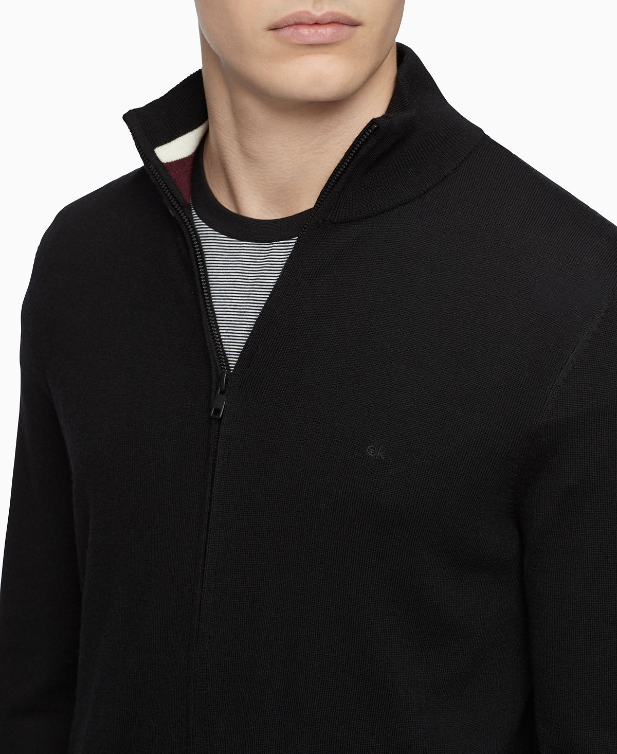 Calvin Klein Merino Wool Full-zip Sweater Black