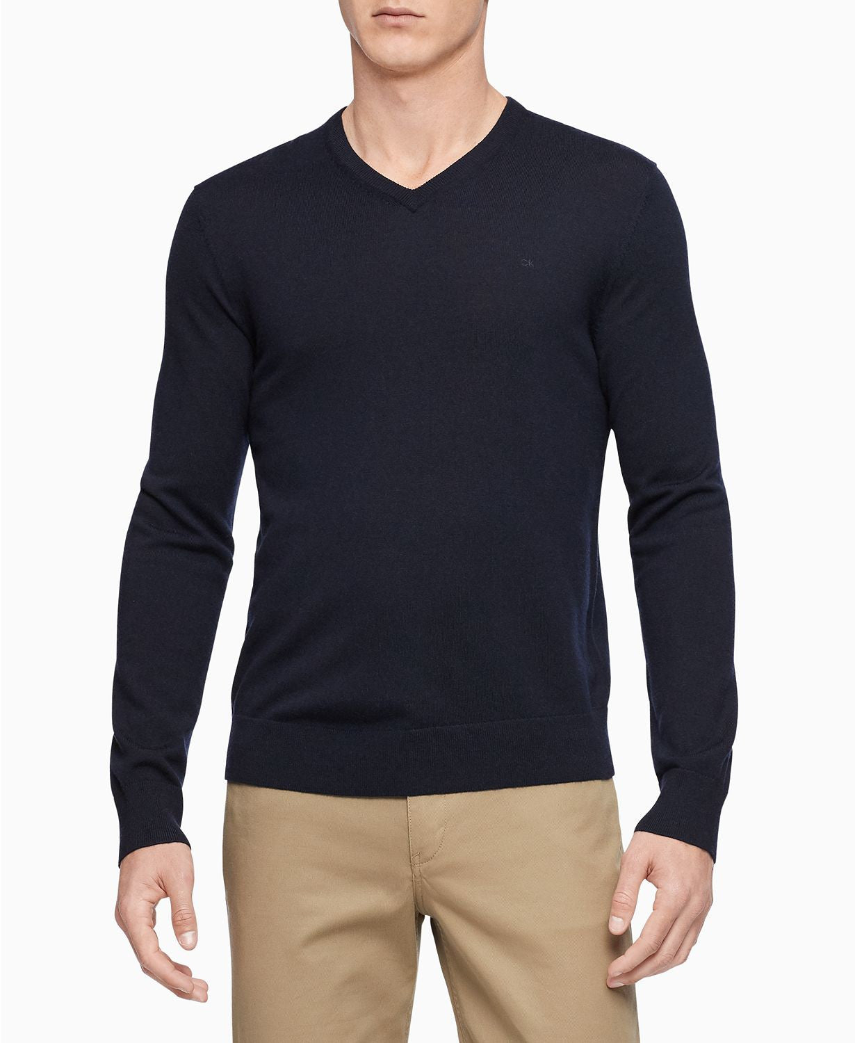 Calvin Klein Merino Wool V-neck Sweater Deep Creek