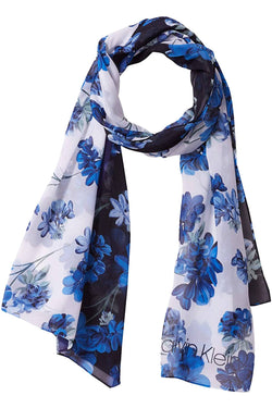 Calvin Klein Midnight Color Block Floral Poly Chiffon Scarf thumbnail 2
