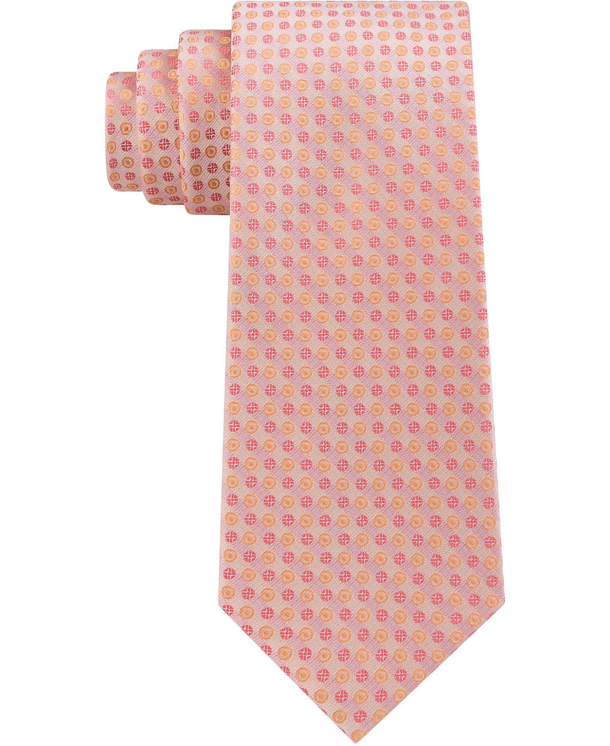 Calvin Klein Mini Bullseye Slim Silk Tie Coral