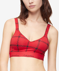 Calvin Klein Modern Cotton Graphic Bralette Mens Window Pane_rustic Red thumbnail 1