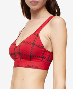 Calvin Klein Modern Cotton Graphic Bralette Mens Window Pane_rustic Red thumbnail 3