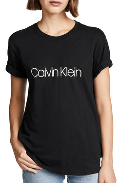 Calvin Klein Monogram Lounge Crew Tee in Black thumbnail 1