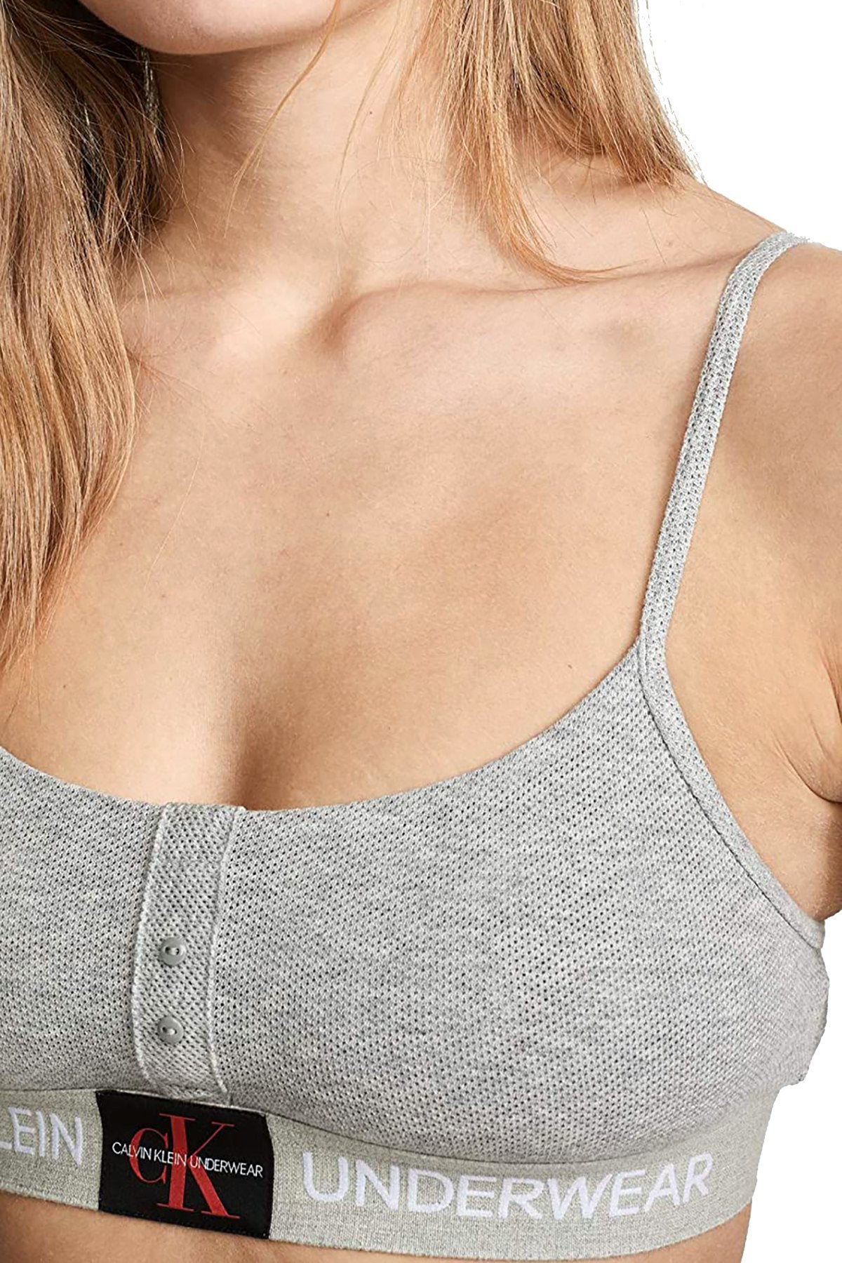 Calvin Klein Monogram Mesh Unlined Bralette in Heather Grey