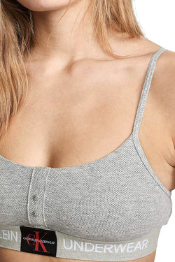 Calvin Klein Monogram Mesh Unlined Bralette in Heather Grey thumbnail 4