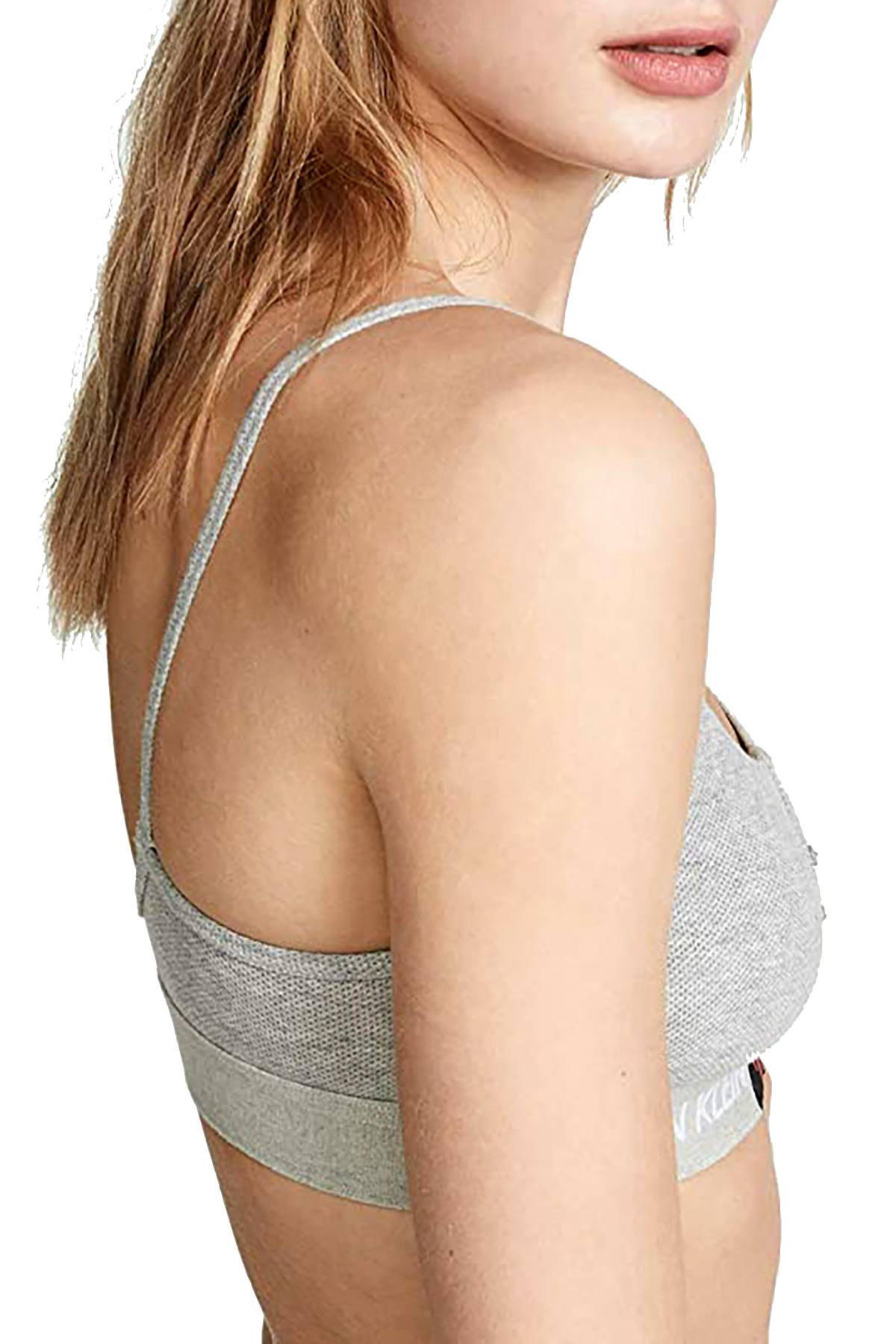 Calvin Klein Monogram Mesh Unlined Bralette in Heather Grey