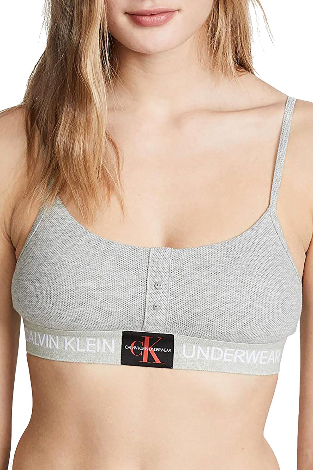 Calvin Klein Monogram Mesh Unlined Bralette in Heather Grey