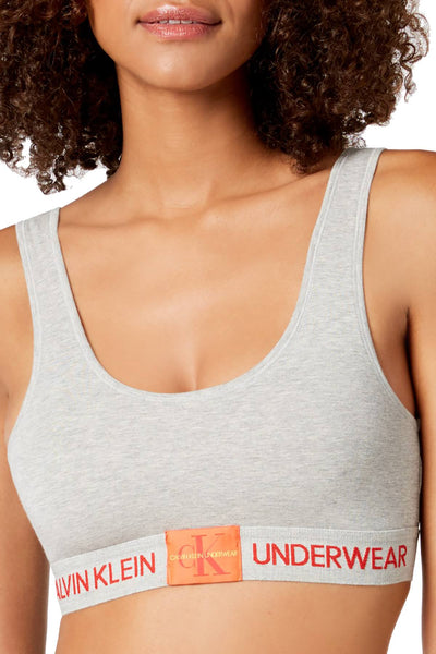 Calvin Klein Monogram Unlined Bralette in Grey Heather