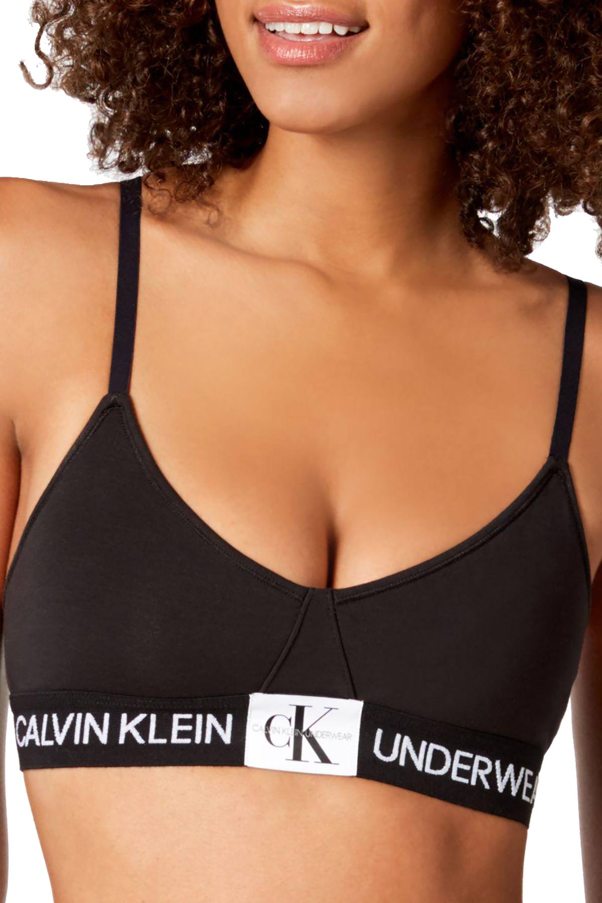 Calvin Klein Monogram Unlined Triangle Bralette in Black