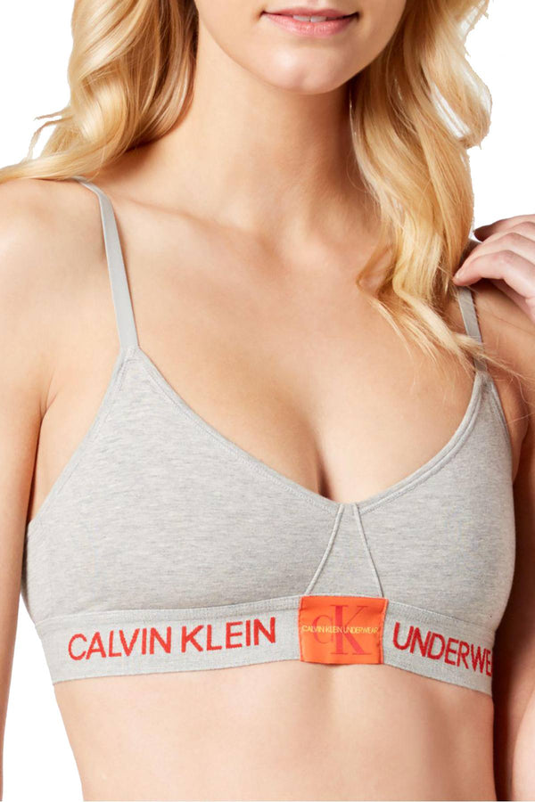 Calvin Klein Monogram Unlined Triangle Bralette in Heather Grey