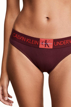 Calvin Klein Monogram Waist Bikini Brief in Phoebe Burgundy thumbnail 3