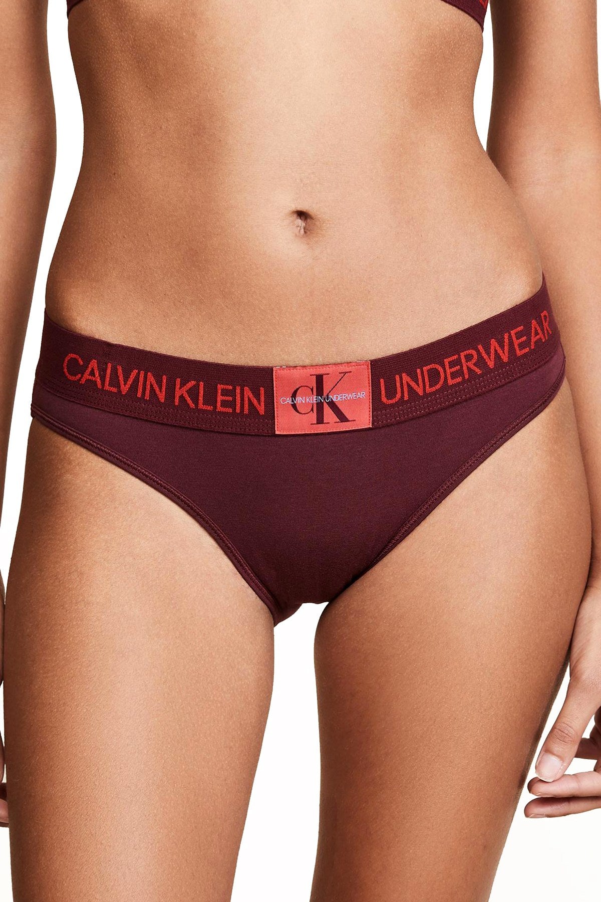 Calvin Klein Monogram Waist Bikini Brief in Phoebe Burgundy