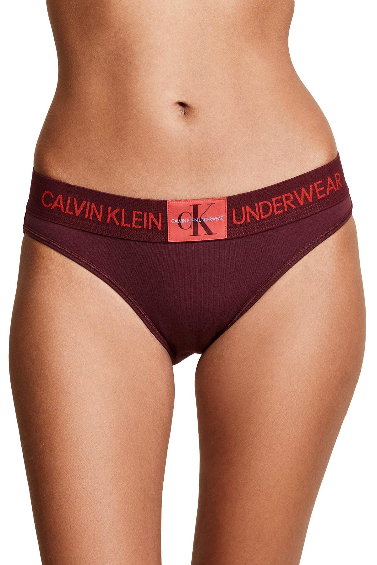 Calvin Klein Monogram Waist Bikini Brief in Phoebe Burgundy