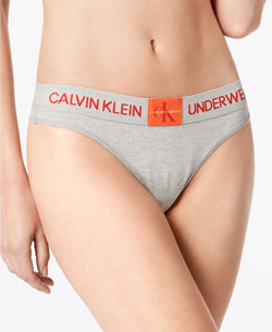 Calvin Klein Monogram Waist Thong in Grey Heather thumbnail 3