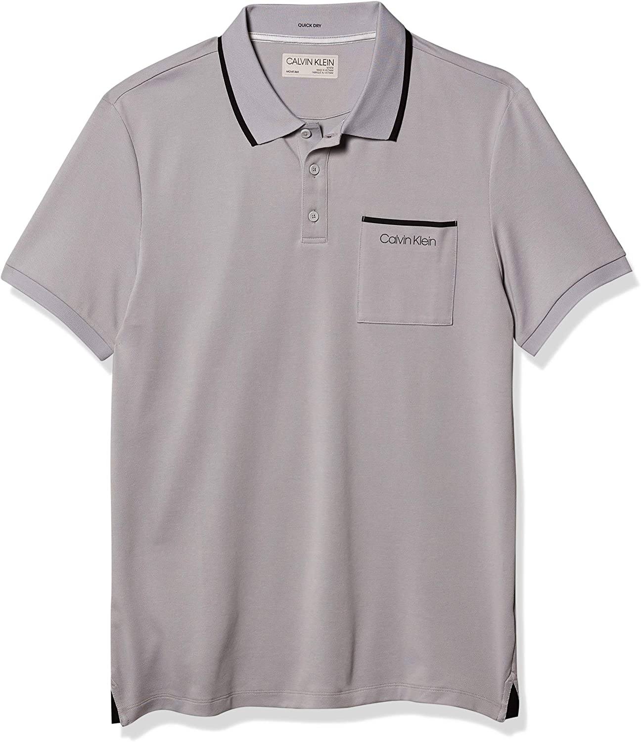 Calvin Klein Move 365 Logo Tipped Polo Shirt Gray