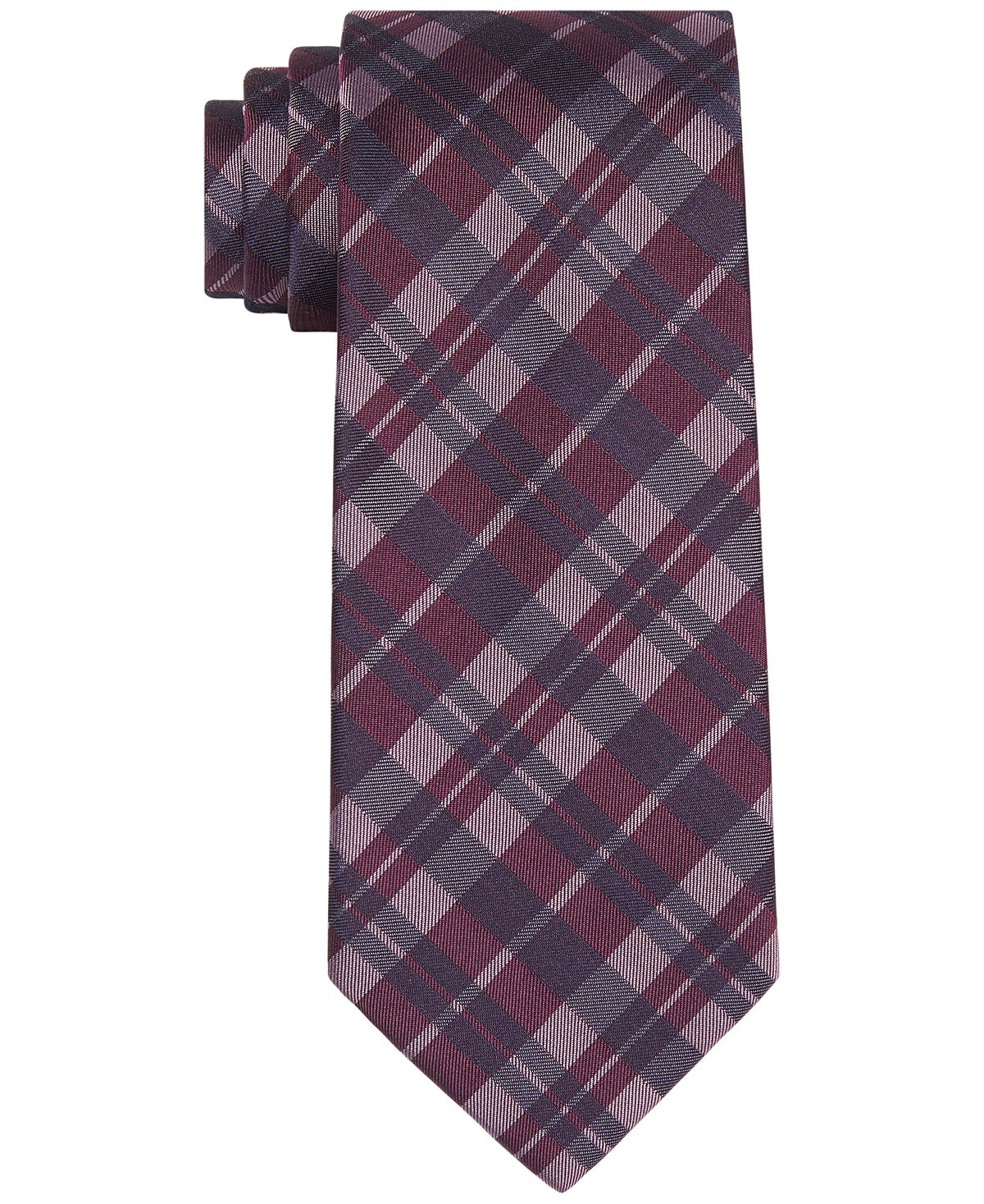 Calvin Klein Multi-blocked Plaid Tie Raspberry