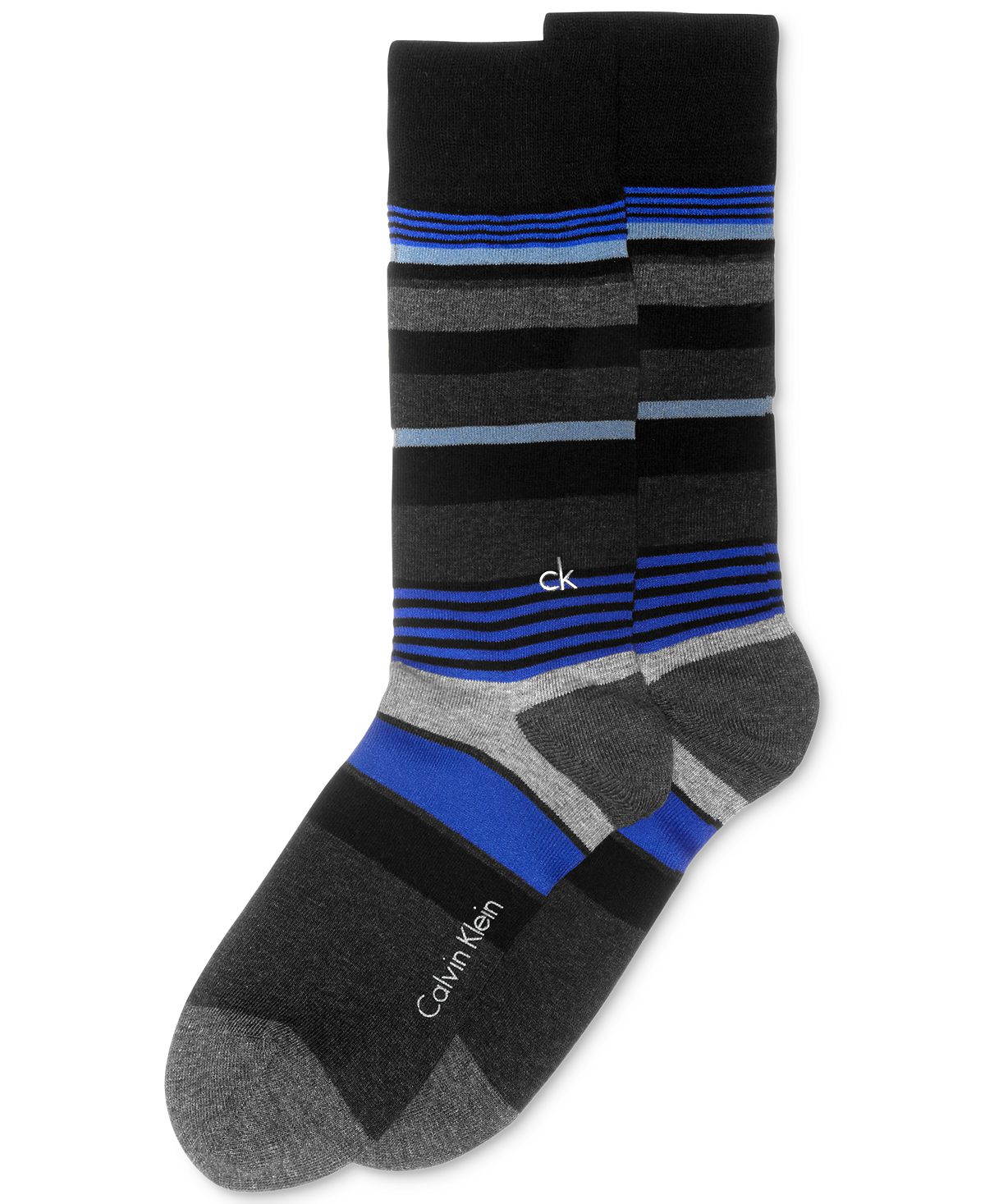 Calvin Klein Multi-stripe Crew Socks Black/liquid Blue