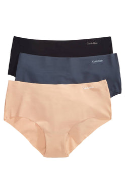 Calvin Klein Navy/Beige/Black Invisibles Hipster 3-Pack thumbnail 1