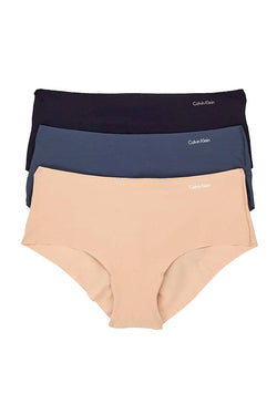 Calvin Klein Navy/Beige/Black Invisibles Hipster 3-Pack thumbnail 2