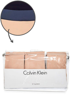Calvin Klein Navy/Beige/Black Invisibles Hipster 3-Pack thumbnail 3