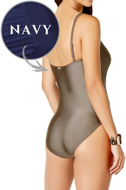 Calvin Klein Navy Ruched-Panel One-Piece Swimsuit thumbnail 4