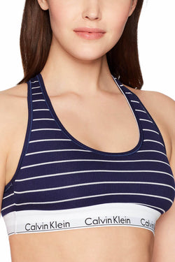 Calvin Klein Navy Simple-Stripe Modern Cotton Bralette thumbnail 2