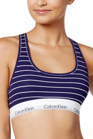 Calvin Klein Navy Simple-Stripe Modern Cotton Bralette