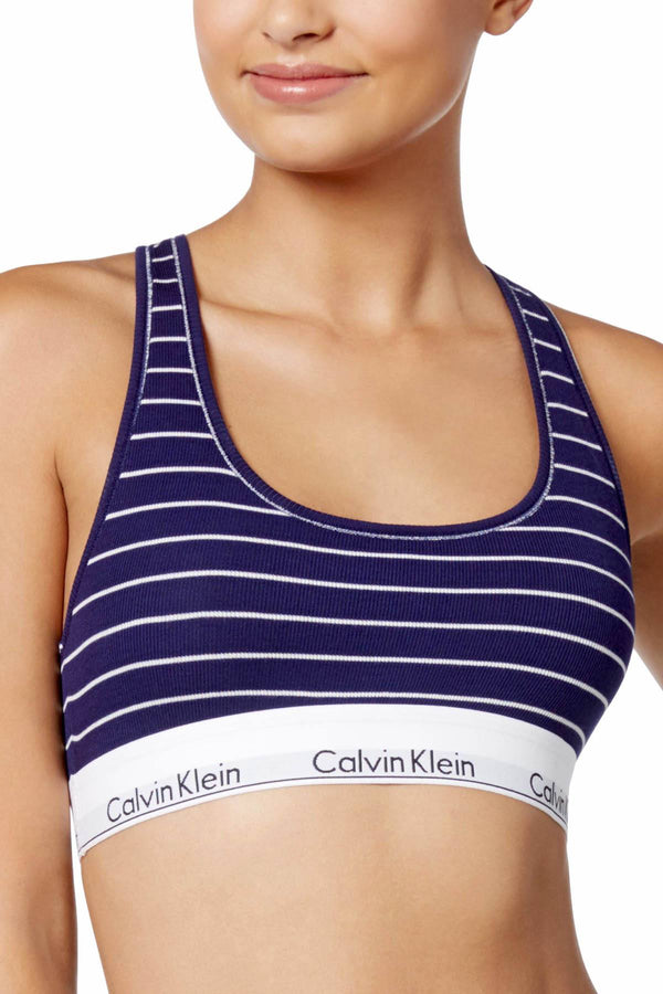 Calvin Klein Navy Simple-Stripe Modern Cotton Bralette