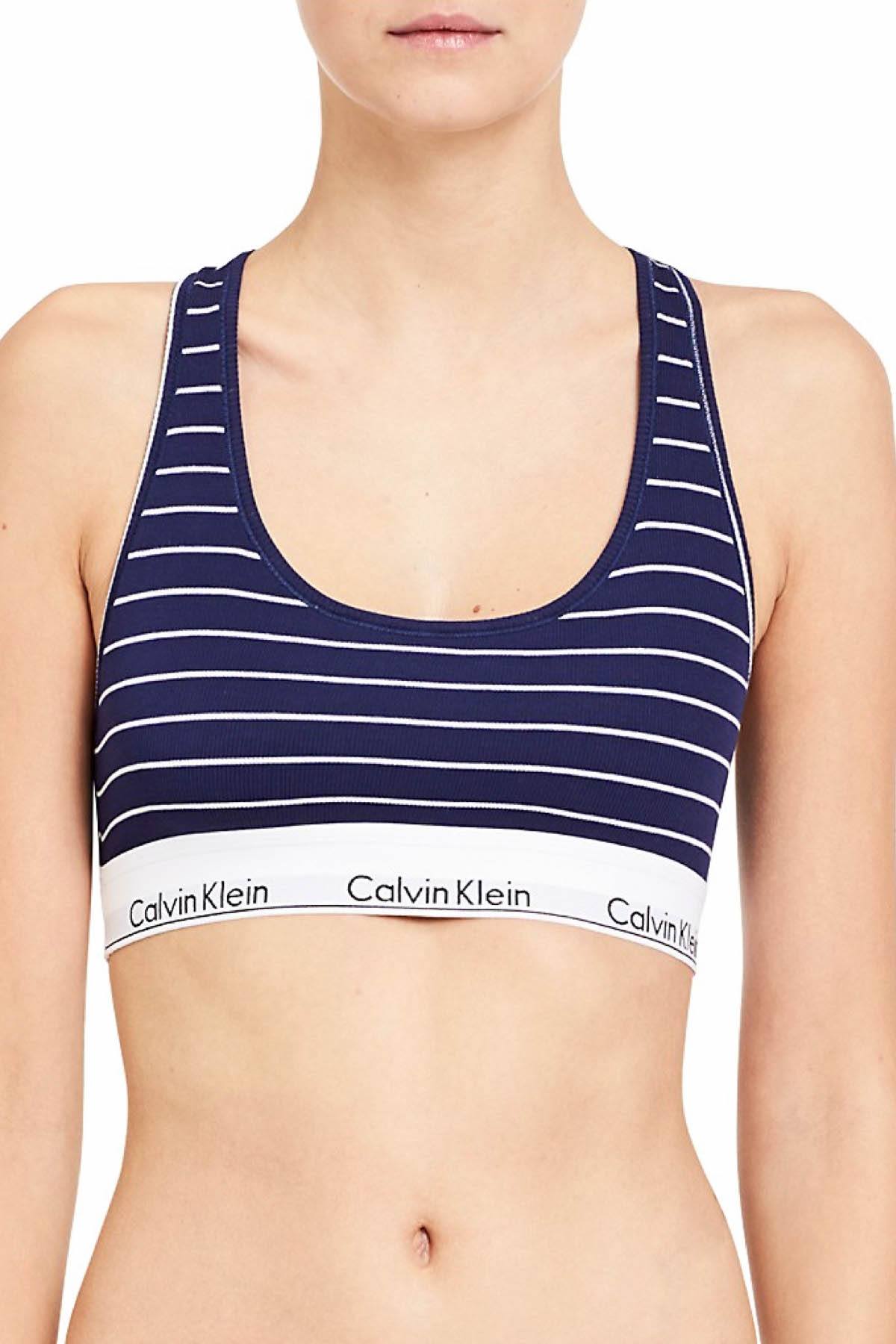 Calvin Klein Navy Simple-Stripe Modern Cotton Bralette – CheapUndies