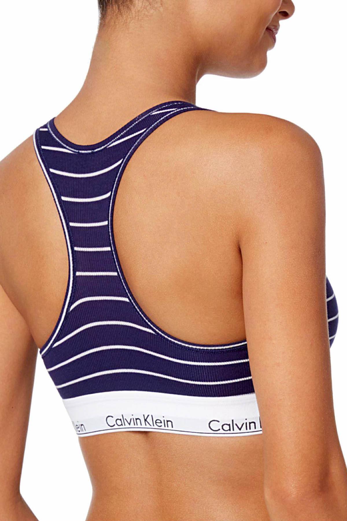 Calvin Klein Navy Simple-Stripe Modern Cotton Bralette