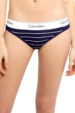 Calvin Klein Navy Simple-Stripe Modern Cotton Logo-Waist Thong thumbnail 1
