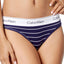 Calvin Klein Navy Simple-Stripe Modern Cotton Logo-Waist Thong